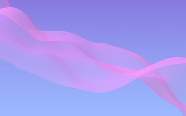 Pink wave on blue sky abstract background. Fluttering pink scarf. Waving on wind pink fabric. 3D illustration