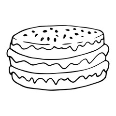 Hand drawn cake on a white isolated background.