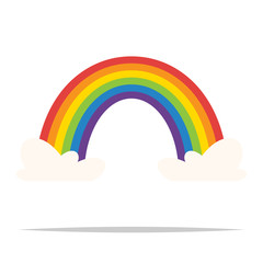 Cartoon rainbow with clouds vector isolated illustration