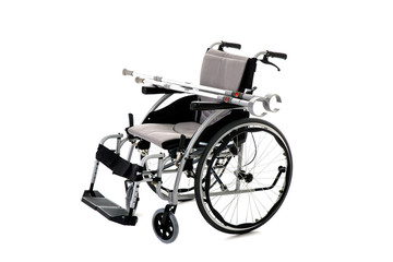 Fototapeta na wymiar Black disability wheelchair crutch, Invalid chair, wheelchair and crutches isolated on White Background