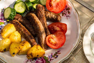 grilled meat with vegetables