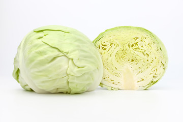 Fototapeta premium Raw cabbage on white background