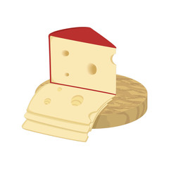 Triangular piece of cheese, cheese icon 3d, cheese realistic food, Vector illustration on a white in EPS10