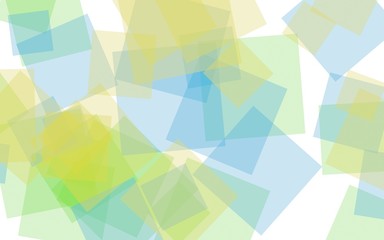 Multicolored translucent squares on white background. 3D illustration