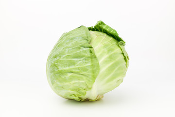 Raw cabbage on white background