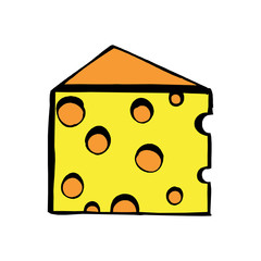 Triangular piece of cheese, cheese icon 3d, cheese realistic food, Vector illustration on a white in EPS10