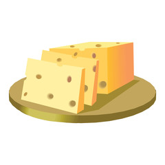 Triangular piece of cheese, cheese icon 3d, cheese realistic food, Vector illustration on a white in EPS10