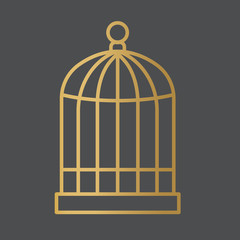golden bird cage icon- vector illustration