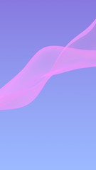 Pink wave on blue sky abstract background. Fluttering pink scarf. Waving on wind pink fabric. Vertical orientation. 3D illustration