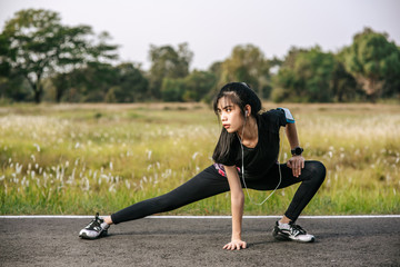 Women warm up before and after exercising.