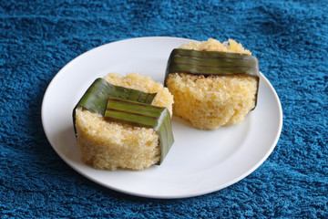 A native delicacy in Philippines made of cassava called Aripahol. Selective Focus.