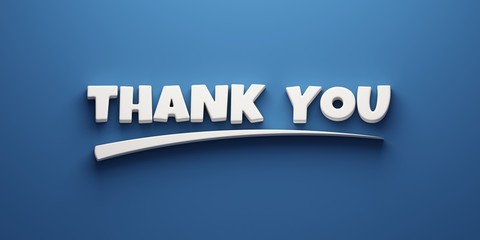 Thank you words banner concept with mark. 3D Rendering Illustration
