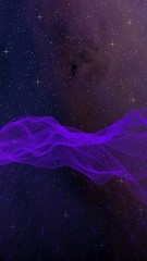 Fototapeta premium Abstract ultraviolet landscape on a dark background. Purple cyberspace grid. hi tech network. Outer space. Violet starry outer space texture. 3D illustration