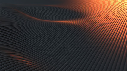 Abstract black background with waves