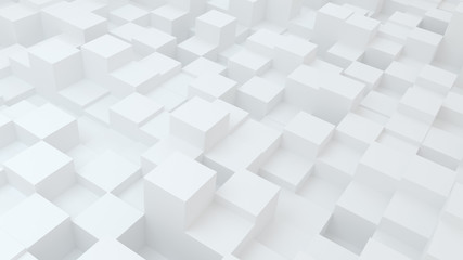 Abstract geometric white background with cubes - obrazy, fototapety, plakaty