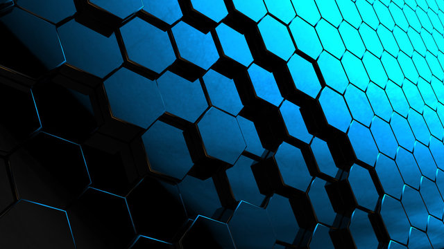 Abstract geometric black background with hexagons
