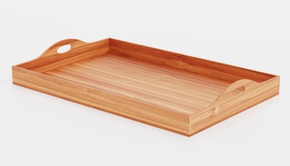 Realistic 3d Render of Bamboo Tray