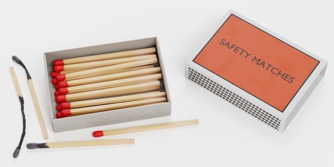 Realistic 3d Render of Box of Matches