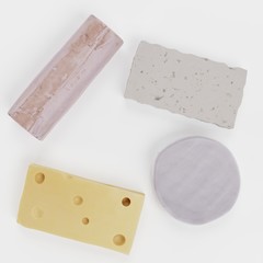 Realistic 3d Render of Cheese Set