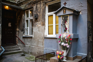 Old tenement houses to Praga / Warsaw / Poland. Squalid, seedy buildings of the poor disctrict.