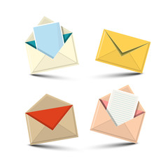 Envelopes Icons Set. Vector Paper Envelope Icon Isolated.