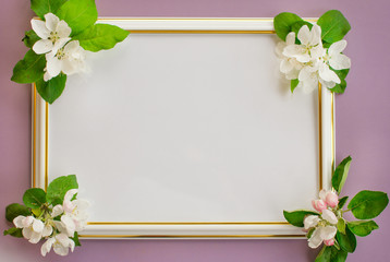 Frame of blooming lilac. Decor and decoration