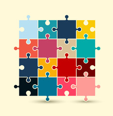 Colorful Vector Puzzle Pieces on Light Background