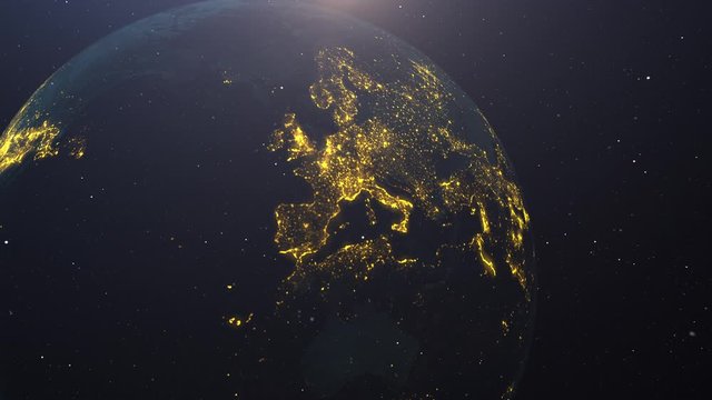 Earth pulsing with colors at night. Great textless background video with room for your text. Perfect for presentations. 
