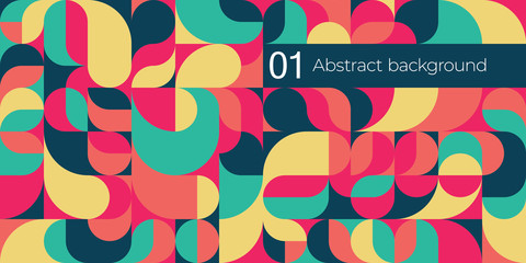 Abstract vector background of geometric round shapes. Colorful modern pattern. - 350906346
