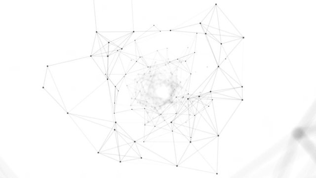 Network connected data tunnel animation on white background. 4K Video, analyzing data