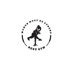woman one hand push up silhouette logo