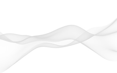 White abstract background. Fluttering white scarf. Waving on wind white fabric. 3D illustration