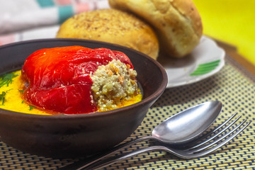 big red stuffed pepper
