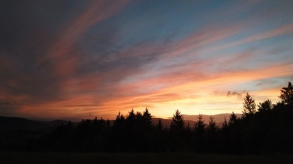 sunset in the mountains