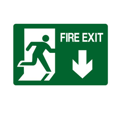 Fire Exit Emergency Green Symbol Sign, Vector Illustration, Isolate On White Background Label. EPS10.