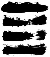 Fototapeta premium Set of black ink horizontal hand drawn brushes. Abstract isolated grunge lines, or stripes. Vector illustration. 
