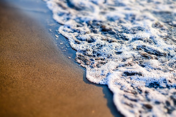 sandy beach and sea waves at sunset. Georgia, Magneti