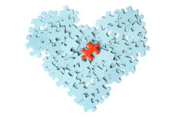 Heart image puzzle pieces one bright puzzle piece