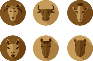  Animal images, animal icons, shades of brown, animal images icons in sepia.