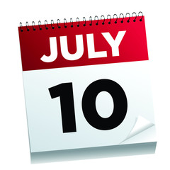 July 10th on a calendar page - illustrated.