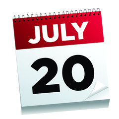 July 20th on a calendar page - illustrated.