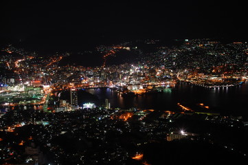 Fototapeta na wymiar night view of Nagasaki in Japan