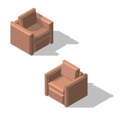 Isometric armchairs. Flat 3d isometric illustration. 