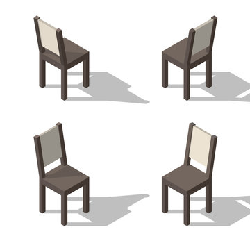 Set of isometric chairs. Flat 3d isometric illustration. 