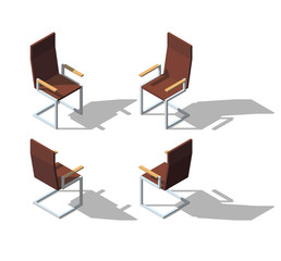 Isometric brown office chair.