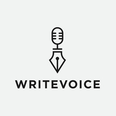 podcast writing logo. microphone icon
