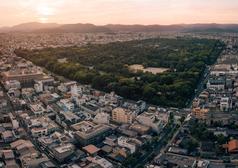 Fototapeta premium Beautiful Panorama Cityscape of Kyoto, Japan