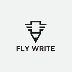 Obraz premium fly writing logo. pen icon