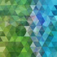 Obraz premium Abstract vector background with green, blue triangles. Geometric vector illustration. Creative design template.
