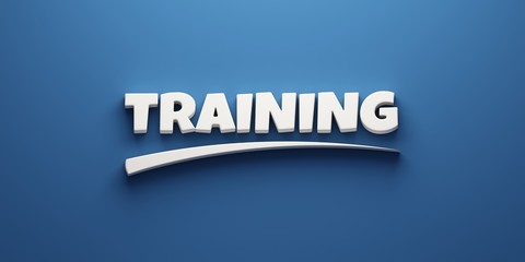 Training word banner concept with mark. 3D Rendering Illustration